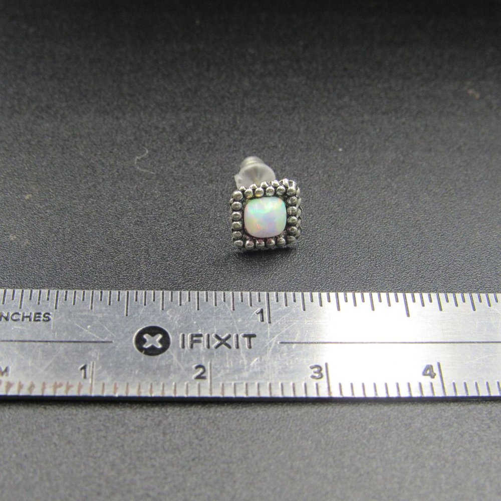 Sterling Silver Small Square Opal Stud Earrings V… - image 6